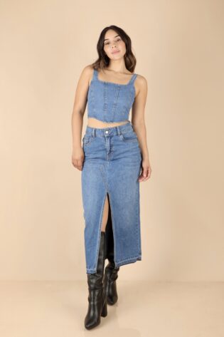 Falda midi jean Azul