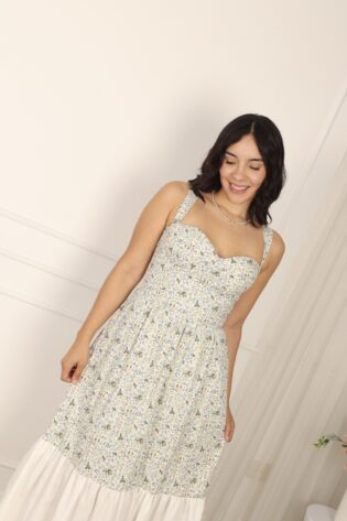 Amelia dress blue contraste