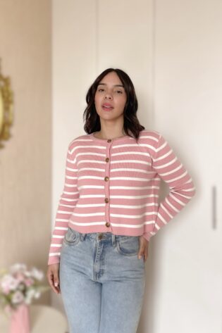 Cárdigan rayas rosa