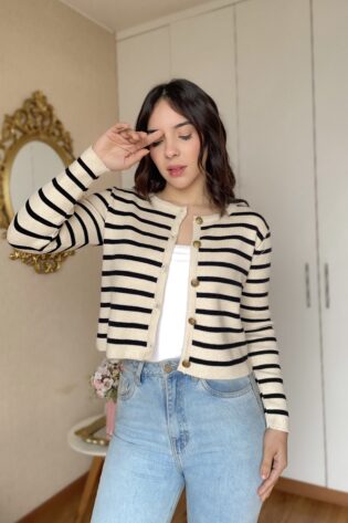 Cardigan rayas negro