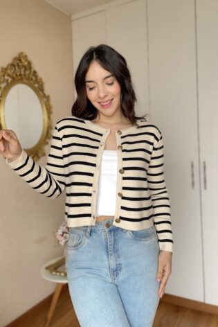 Cardigan rayas negro