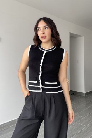 Chaleco tejido negro