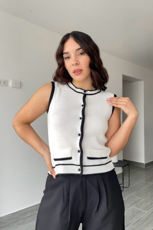 Chaleco tejido perla