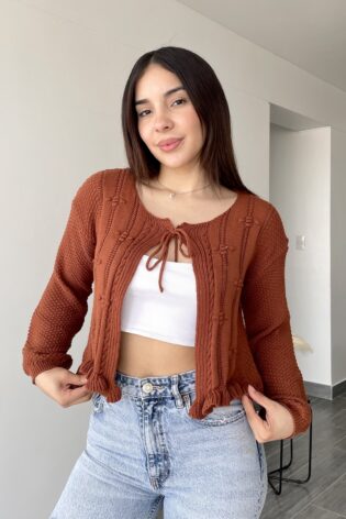 Cardigan tejido hilo caramel