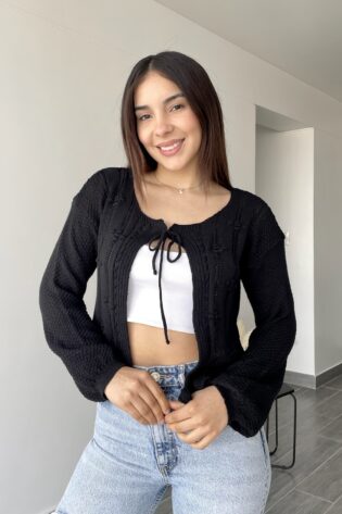 Cardigan tejido hilo negro