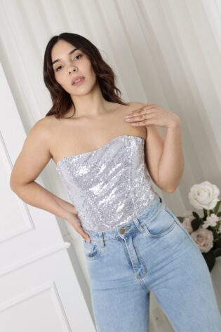 Corset shine plateado