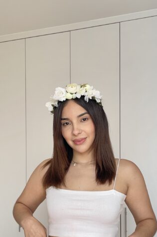 Corona flores blanca