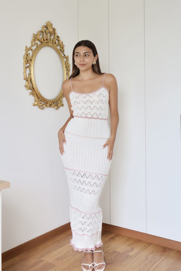 Maxi dress tejido rosa