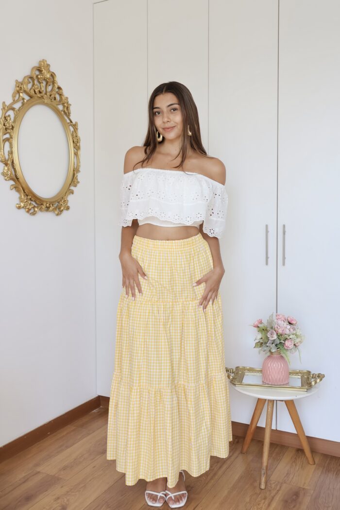 MAXI FALDA VICHY AMARILLO - Imagen 3