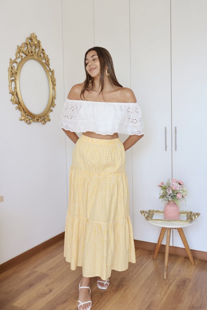 MAXI FALDA VICHY AMARILLO