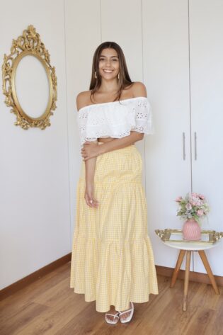 MAXI FALDA VICHY AMARILLO