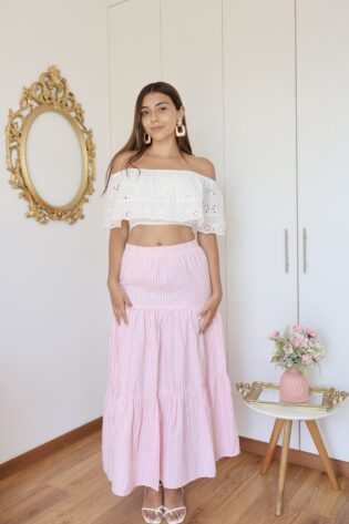 MAXI FALDA VICHY ROSA