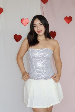 Corset shine plateado