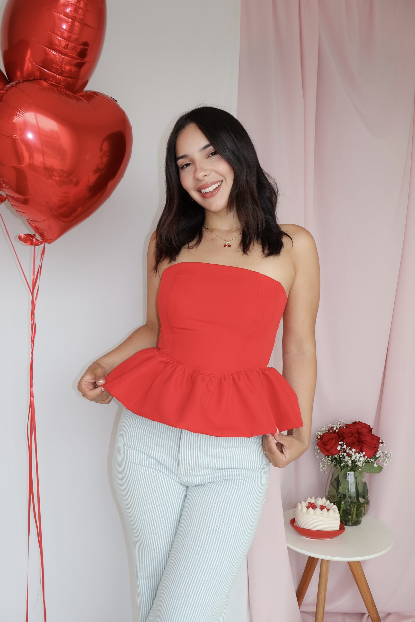 Blusa peplum rojo - Imagen 3