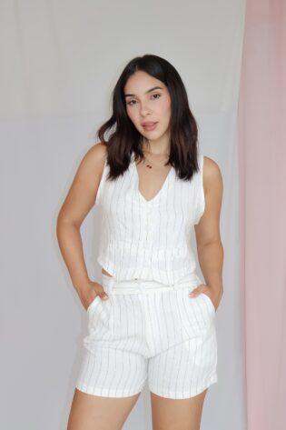Set Lino perla rayas