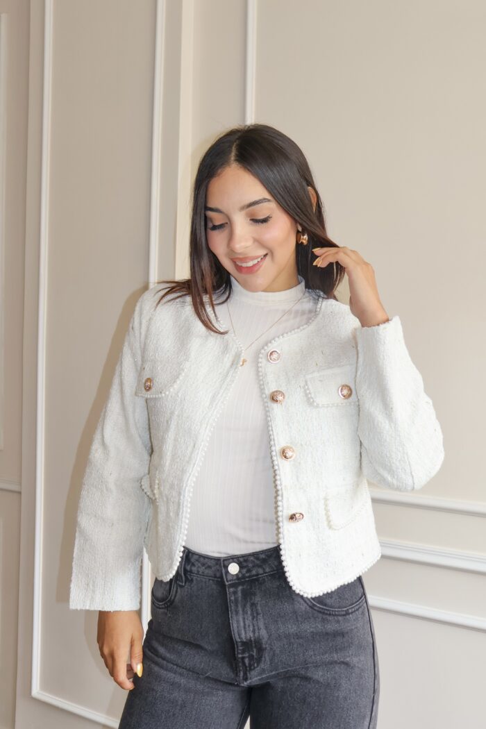 Abrigo tweed perla - Imagen 2