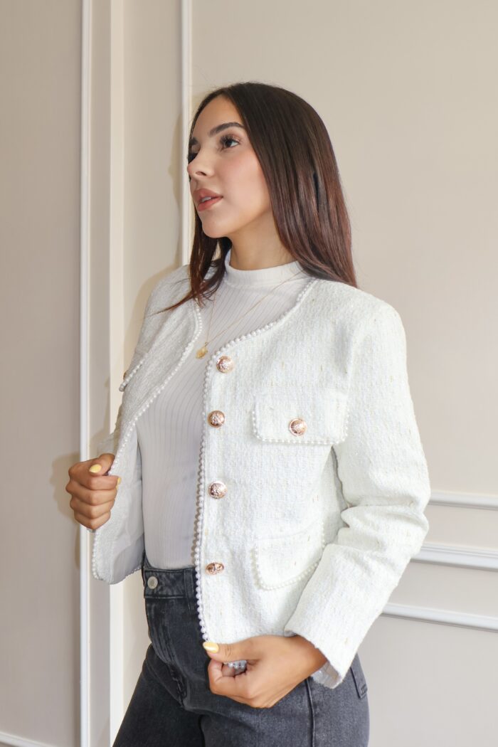 Abrigo tweed perla - Imagen 3