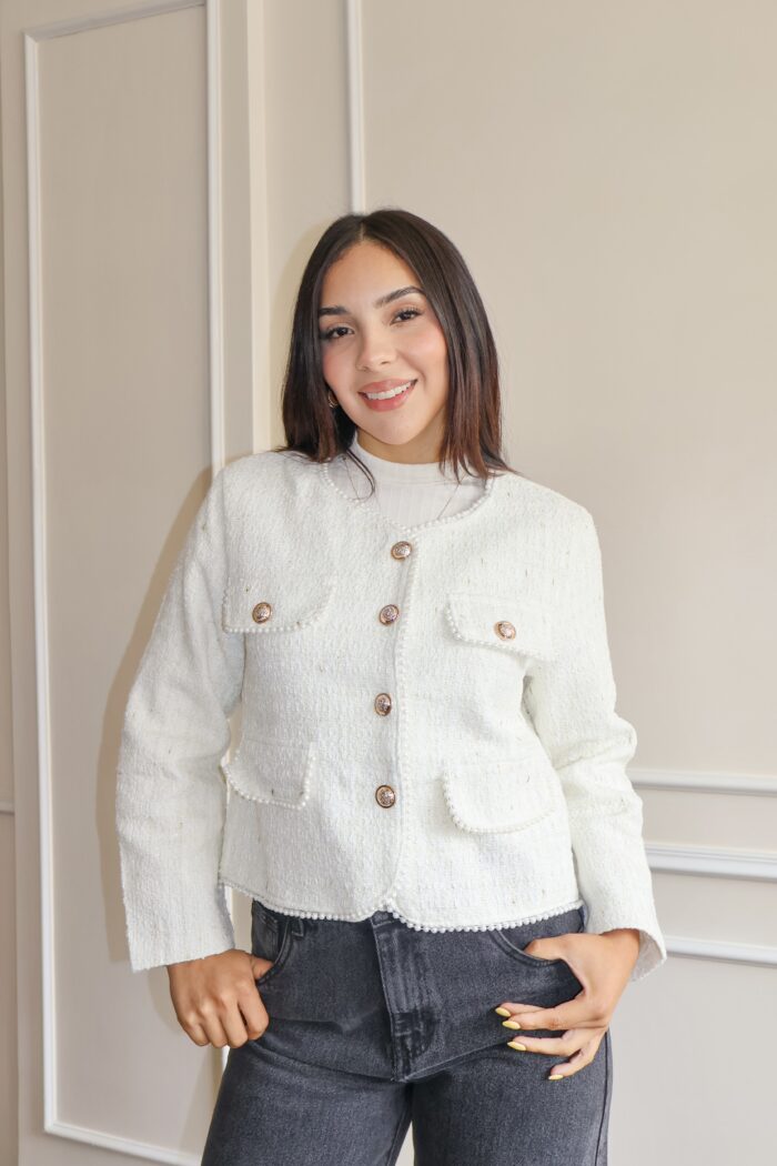 Abrigo tweed perla