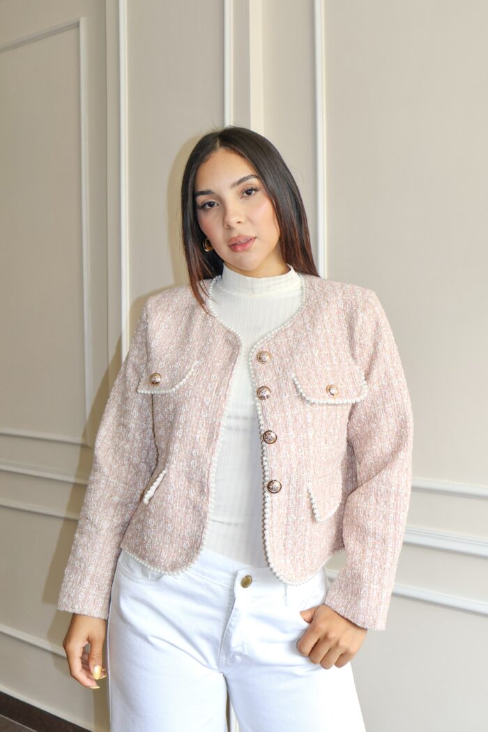 Abrigo tweed rosa - Imagen 4