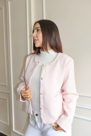 Abrigo tweed daysi rosa