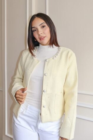 Abrigo tweed daysi amarillo